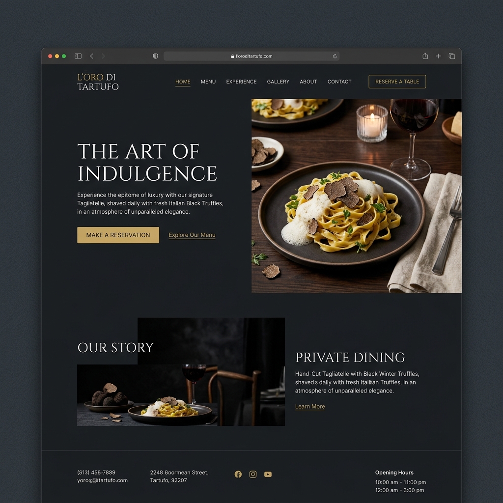 Premium Restaurant Website Interface Mockup